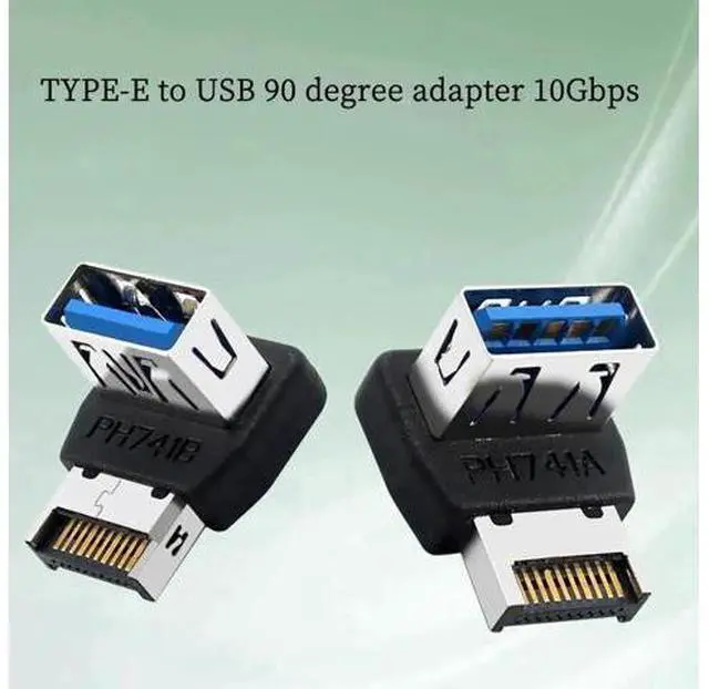 Alt view image 3 of 7 - PH741 Type-E to USB3.0 90-Degree Adapter 10Gbps Front Panel Socket Header with Case for Computer Motherboard (PH741B)