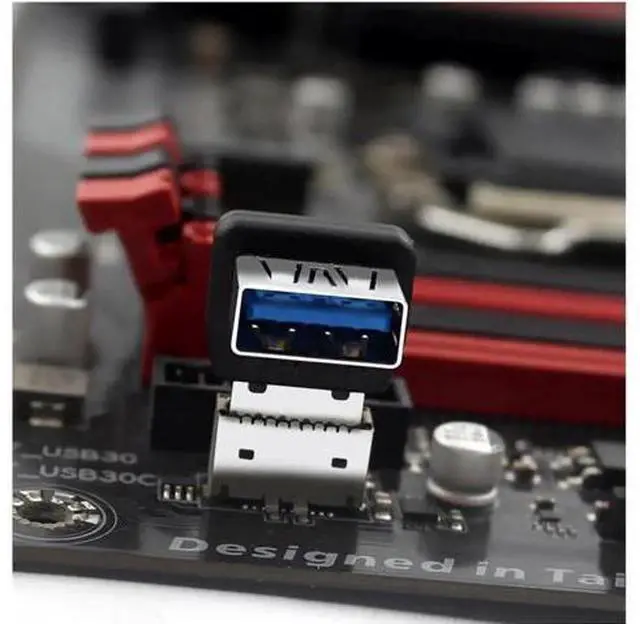 Alt view image 6 of 7 - PH741 Type-E to USB3.0 90-Degree Adapter 10Gbps Front Panel Socket Header with Case for Computer Motherboard (PH741B)