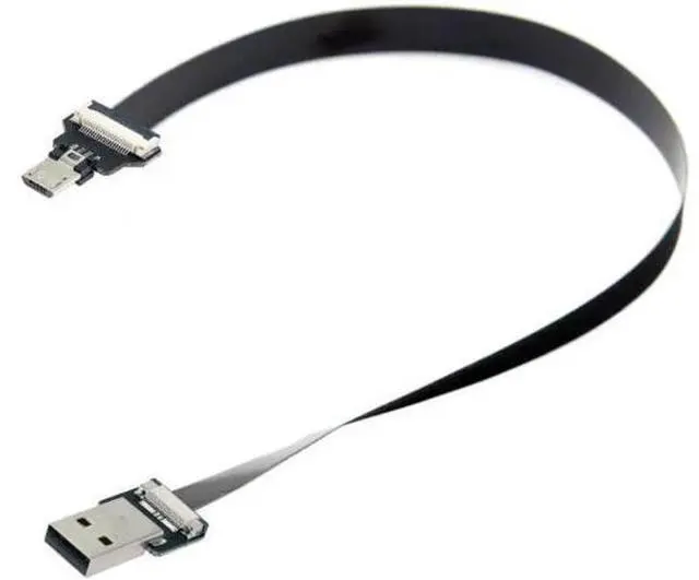 Alt view image 2 of 7 - USB 2.0 Type-A Male to Micro USB 5Pin Male Data Flat Slim FPC Cable for FPV and Disk and Phone