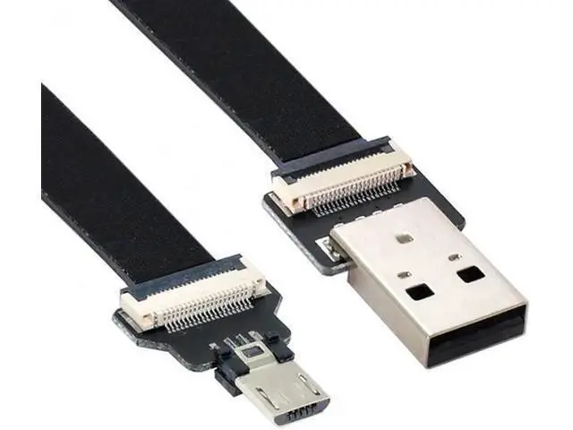 Alt view image 4 of 7 - USB 2.0 Type-A Male to Micro USB 5Pin Male Data Flat Slim FPC Cable for FPV and Disk and Phone