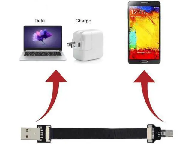 Alt view image 6 of 7 - USB 2.0 Type-A Male to Micro USB 5Pin Male Data Flat Slim FPC Cable for FPV and Disk and Phone