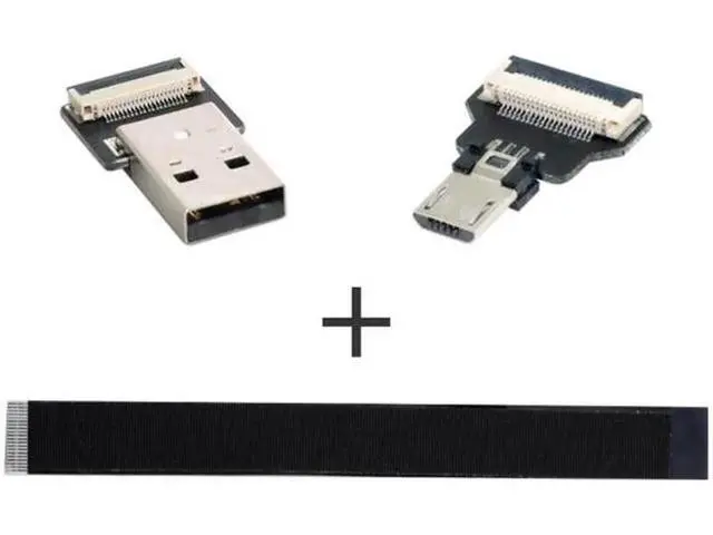 Alt view image 7 of 7 - USB 2.0 Type-A Male to Micro USB 5Pin Male Data Flat Slim FPC Cable for FPV and Disk and Phone