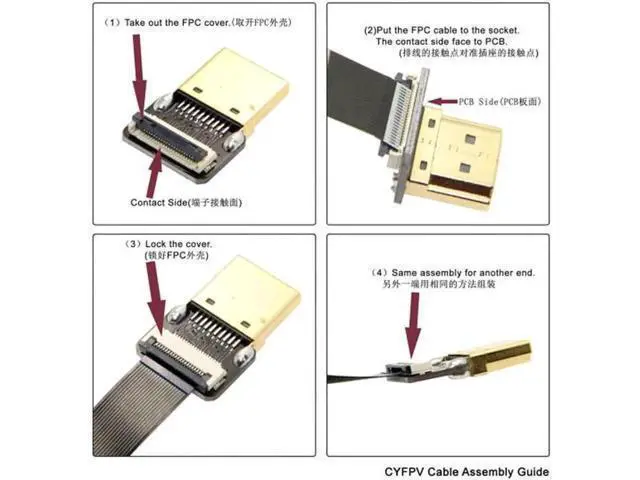 Alt view image 6 of 7 - FPV HDMI Male to Up Angled 90D HDMI Male HDTV FPC Flat Cable for FPV HDTV Multicopter Aerial Photography