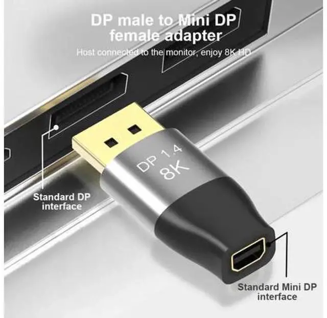 Alt view image 3 of 7 - DP-042 Mini DisplayPort 1.4 8K 60hz Female Adapter Ultra-HD UHD 4K 144hz to DP Male 7680*4320 for Video PC Laptop TV