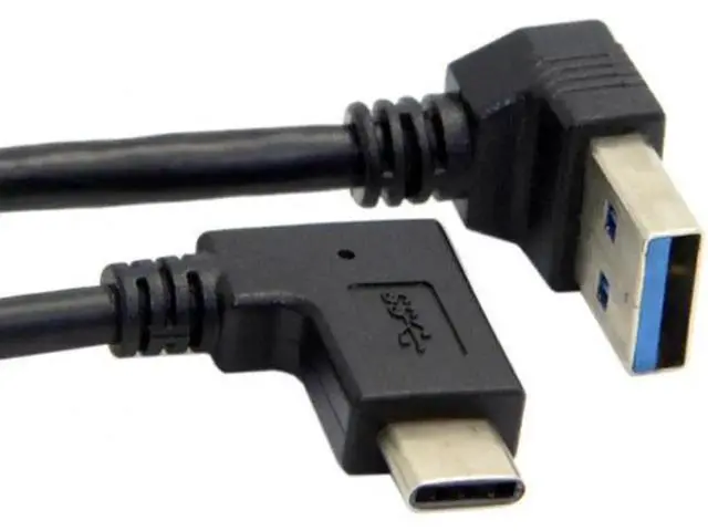 Alt view image 2 of 5 - Reversible USB 3.1 USB-C Angled to 90 Degree Down Angled A Male Data Cable for Macbook & Tablet & Mobile Phone