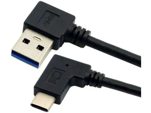 Alt view image 3 of 5 - Reversible USB 3.1 USB-C Angled to 90 Degree Left Angled A Male Data Cable for Macbook & Tablet & Mobile Phone UC-349-LE