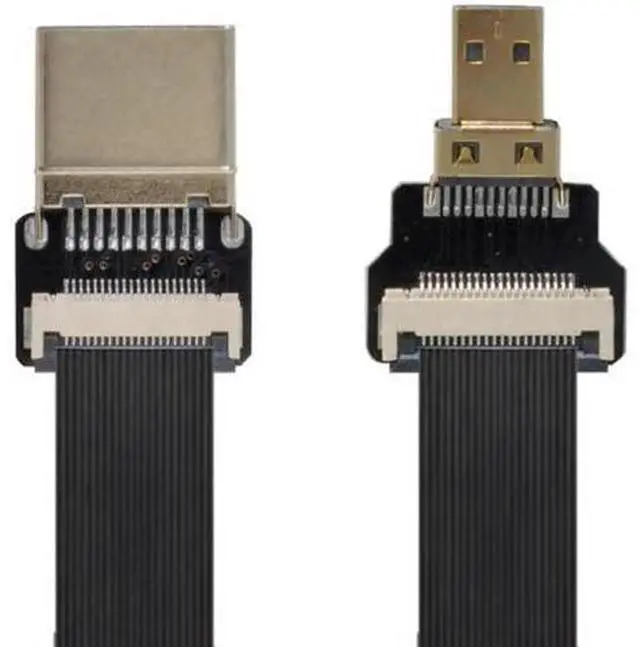 Main image of 90 Degree Down Angled FPV Micro HDMI Male to HDMI Male FPC Flat Cable 20cm for FPV HDTV Multicopter Aerial Photography 2.6 Feet