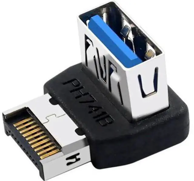 Main image of PH741 Type-E to USB3.0 90-Degree Adapter 10Gbps Front Panel Socket Header with Case for Computer Motherboard (PH741B)