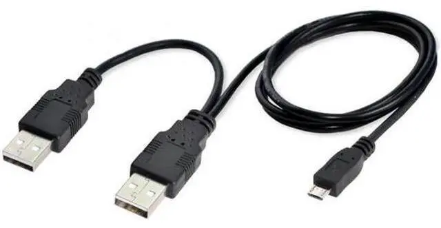 Main image of USB 2.0 Two Male to Micro USB 5Pin Male Y Cable 80cm for external Hard Disk Drive