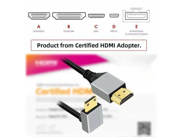 Alt view image 5 of 7 - 90 Degree Down Angled Mini HDMI 2.1 Ultra Thin HDTV Cable 8K 4K Hyper Super Flexible Slim Cord Type-A to Type-C for Camera HDTV