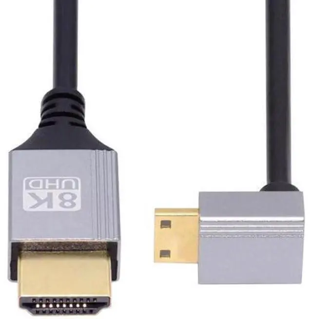 Alt view image 7 of 7 - 90 Degree Down Angled Mini HDMI 2.1 Ultra Thin HDTV Cable 8K 4K Hyper Super Flexible Slim Cord Type-A to Type-C for Camera HDTV