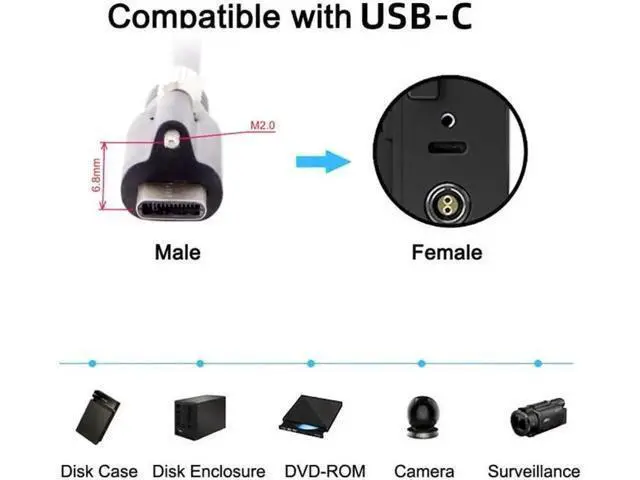 Alt view image 2 of 7 - 5 Meters USB 3.1 Type-C Locking Connector to Standard USB3.0 Data Cable for Camera With Panel Mount Screw