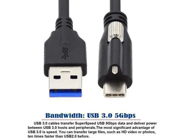 Alt view image 5 of 7 - 5 Meters USB 3.1 Type-C Locking Connector to Standard USB3.0 Data Cable for Camera With Panel Mount Screw