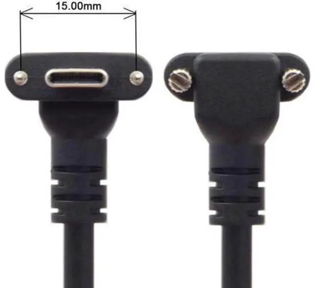 Main image of Down Up Angled USB 3.1 Type-C Dual Screw Locking to Standard USB3.0 Data Cable 90 Degree for Camera 16.4feet