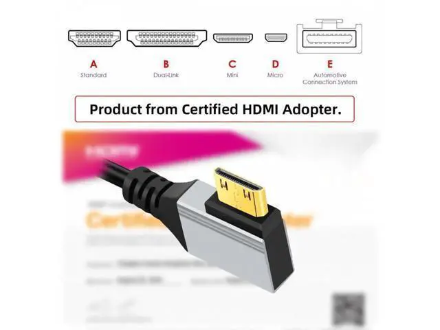 Alt view image 4 of 7 - 90 Degree Right Angled Mini HDMI 2.1 Ultra Thin HDTV Cable 8K 4K Hyper Super Flexible Slim Cord Type-A to Type-C for Camera HDTV