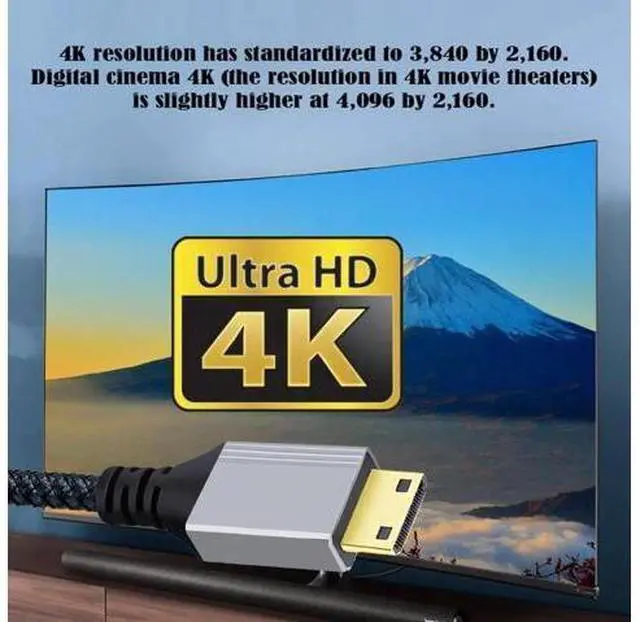 Alt view image 2 of 7 - 2.0M HDMI 2.0 Male to Mini HDMI Type-C Male 4K 60hz Cable with Sleeve Straight Connector for HDTV Computer Laptop Monitor