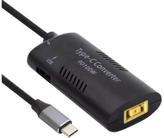 Alt view image 2 of 7 - UC-121-1145MM Rectangle Power Thinpad X1 Input to 100W Dual Type C USB-C and Type-A Output PD Emulator Trigger Charge Cable