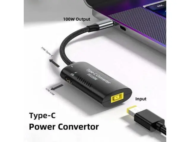 Alt view image 4 of 7 - UC-121-1145MM Rectangle Power Thinpad X1 Input to 100W Dual Type C USB-C and Type-A Output PD Emulator Trigger Charge Cable