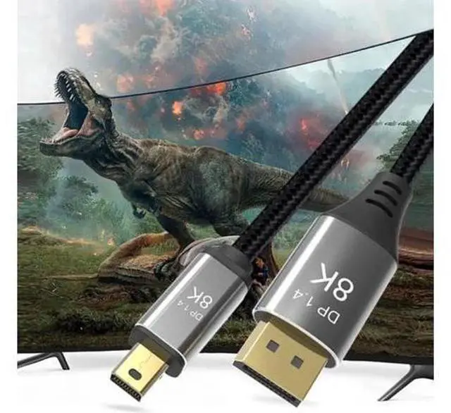 Alt view image 2 of 7 - DisplayPort 1.4 8K 60hz Cable Ultra-HD UHD 4K 144hz Mini DP to DP Cable 7680*4320 for Video PC Laptop TV 6.6 Feet
