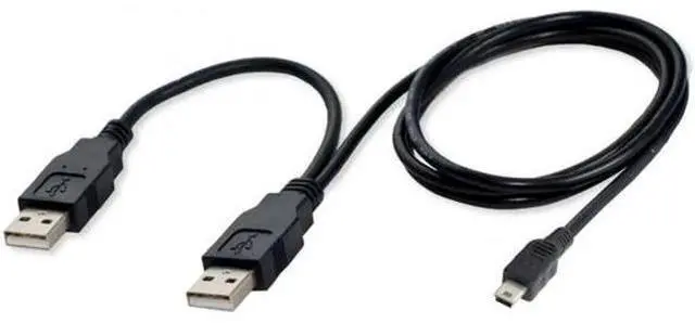Main image of U2-023 USB2.0 Dual Two A type Male to Mini 5-Pin male Y Cable for Hard Disk Drive Case