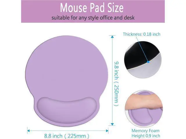 Alt view image 2 of 6 - Ergonomic Mouse Pad Mouse Pad with Wrist Support Comfortable Gaming Mouse Pads with Non-Slip PU Base for Computer Laptop Office & Home Purple
