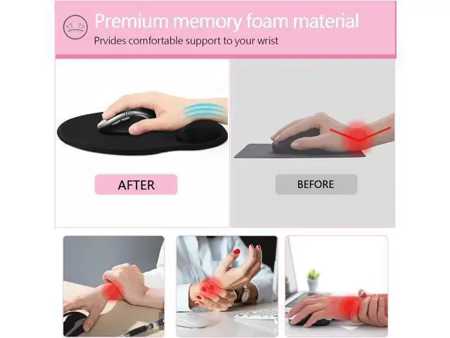 Alt view image 5 of 6 - Ergonomic Mouse Pad Mouse Pad with Wrist Support Comfortable Gaming Mouse Pads with Non-Slip PU Base for Computer Laptop Office & Home Purple