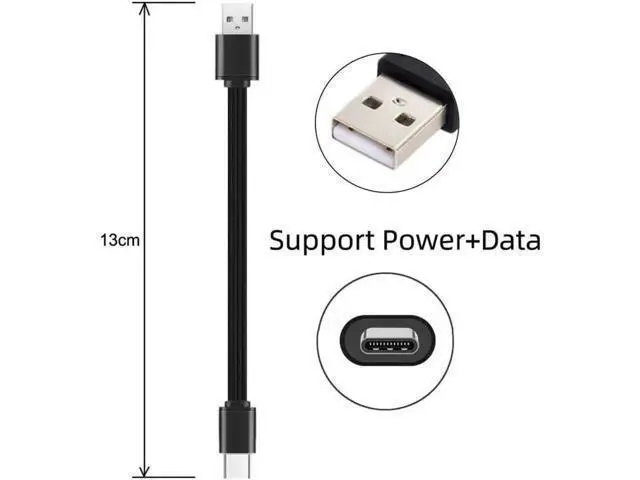 Alt view image 2 of 7 - USB C Short Flat Cable, USB 2.0 Type A Male to USB C Male 4 Wires 5V 2A Charge Data Extension Silicone Cable 4 Wires 30AWG 13cm