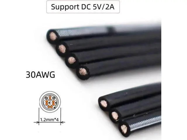 Alt view image 5 of 7 - USB C Short Flat Cable, USB 2.0 Type A Male to USB C Male 4 Wires 5V 2A Charge Data Extension Silicone Cable 4 Wires 30AWG 13cm