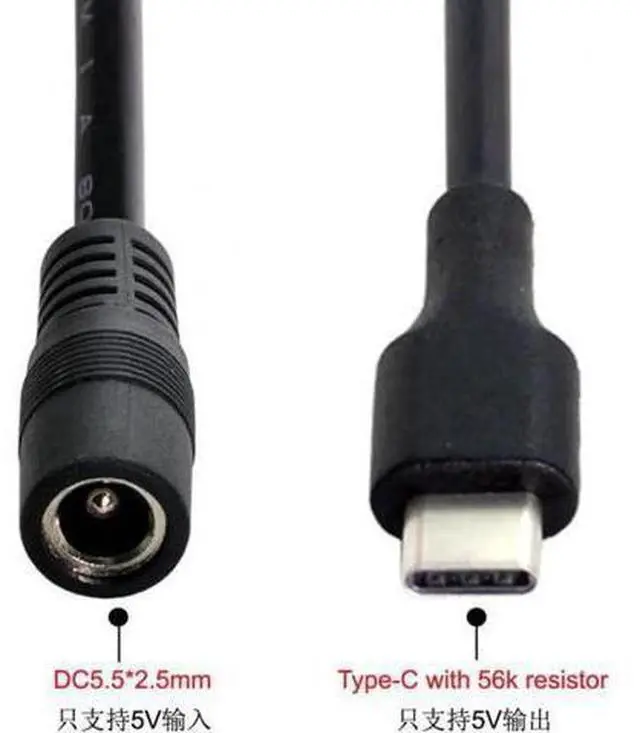 Alt view image 4 of 7 - UC-093 USB 3.1 Type C USB-C to DC 5V 5.5*2.5mm Power Jack Extension Charge Cable for Cell Phone Tablet