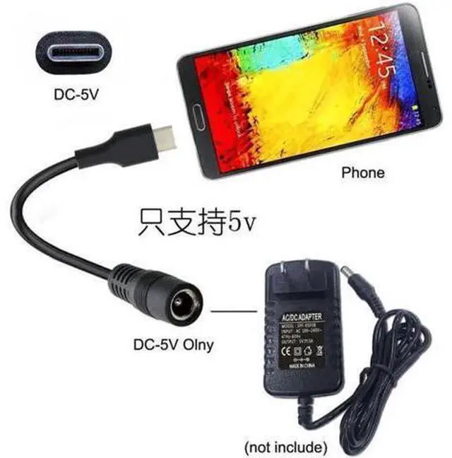 Alt view image 6 of 7 - UC-093 USB 3.1 Type C USB-C to DC 5V 5.5*2.5mm Power Jack Extension Charge Cable for Cell Phone Tablet