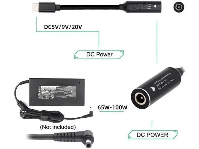Alt view image 2 of 7 - 7.4x5.0mm Input to USB-C Type-C Power Plug Charge Cable for Laptop Phone PD9V 5V 20V