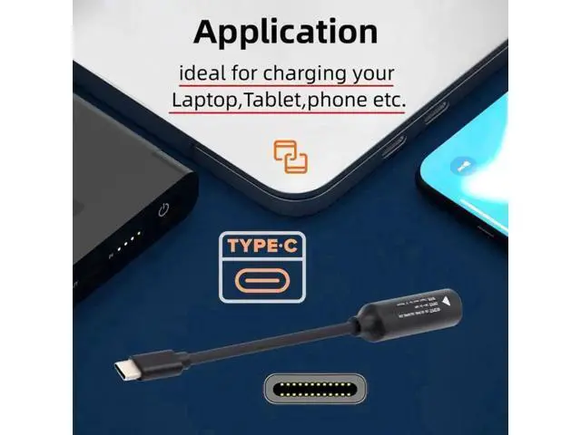 Alt view image 5 of 7 - 7.4x5.0mm Input to USB-C Type-C Power Plug Charge Cable for Laptop Phone PD9V 5V 20V
