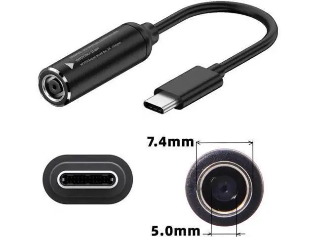 Alt view image 7 of 7 - 7.4x5.0mm Input to USB-C Type-C Power Plug Charge Cable for Laptop Phone PD9V 5V 20V