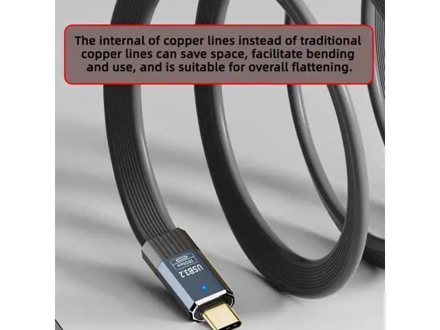 Alt view image 3 of 7 - USB3.1 Type-A Male to Type-C Male 10Gbps Flat Slim FPC USB-C Data Power Cable 5V3A for Laptop Phone Disk (100cm)