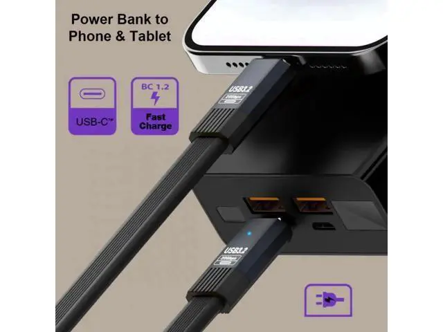 Alt view image 5 of 7 - USB3.1 Type-A Male to Type-C Male 10Gbps Flat Slim FPC USB-C Data Power Cable 5V3A for Laptop Phone Disk (100cm)