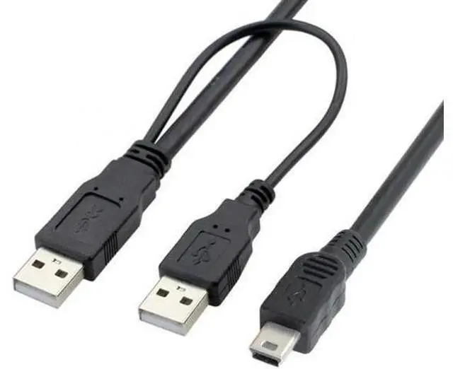 Alt view image 3 of 7 - U2-023 USB2.0 Dual Two A type Male to Mini 5-Pin male Y Cable for Hard Disk Drive Case
