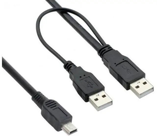 Alt view image 6 of 7 - U2-023 USB2.0 Dual Two A type Male to Mini 5-Pin male Y Cable for Hard Disk Drive Case