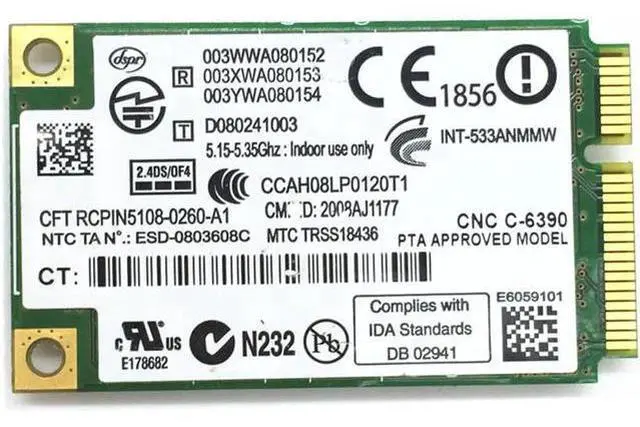 Main image of For WiFi Link Intel 5300 AGN 533AN_MMW Mini PCI-E Wireless Card 802.11a/b/g/n 2.4/5.0 GHz 450 Mbps for X200 X200S X300