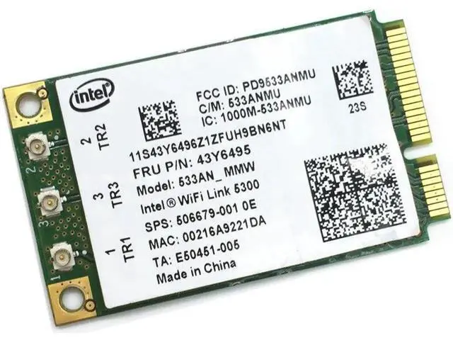 Alt view image 2 of 4 - For WiFi Link Intel 5300 AGN 533AN_MMW Mini PCI-E Wireless Card 802.11a/b/g/n 2.4/5.0 GHz 450 Mbps for X200 X200S X300