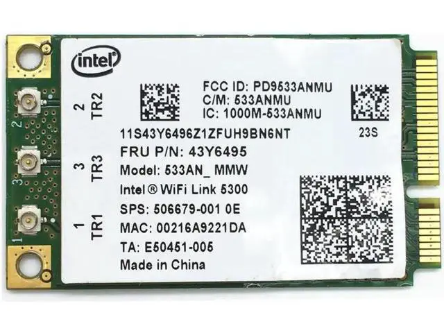 Alt view image 4 of 4 - For WiFi Link Intel 5300 AGN 533AN_MMW Mini PCI-E Wireless Card 802.11a/b/g/n 2.4/5.0 GHz 450 Mbps for X200 X200S X300