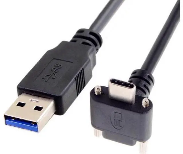 Alt view image 2 of 6 - 5.0M Down Up Angled USB 3.1 Type-C Dual Screw Locking to Standard USB3.0 Data Cable 90 Degree for Camera UC-128-5.0M