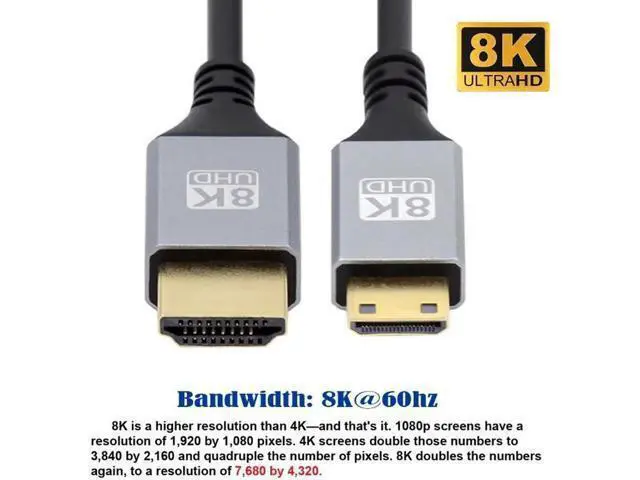 Alt view image 7 of 7 - Mini HDMI 2.1 Ultra Thin HDTV Cable 8K 4K Hyper Super Flexible Slim Cord Type-A to Type-C for Camera HDTV