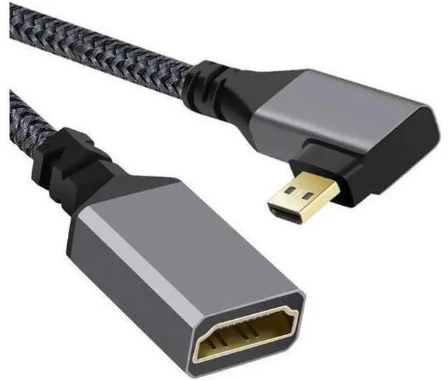 Main image of 4K Type-D Micro HDMI 1.4 Male 90 Degree Right Angled to HDMI Female Extension Cable for DV MP4 Camera DC Laptop