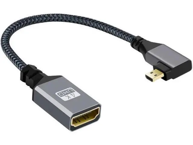 Alt view image 5 of 7 - 4K Type-D Micro HDMI 1.4 Male 90 Degree Right Angled to HDMI Female Extension Cable for DV MP4 Camera DC Laptop