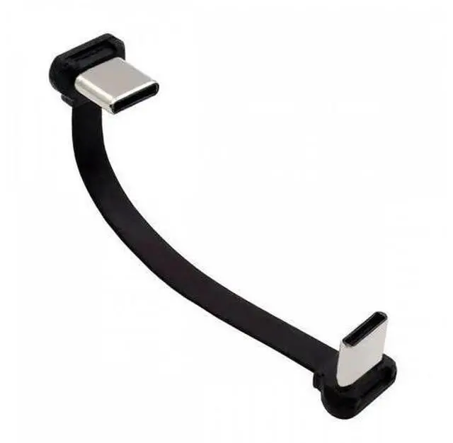 Main image of USB-C Type C to USB-C Ultra Slim Flat Power USB2.0 Data Cable Angled Connector 65W Fast Charge for Laptop Tablet Phone