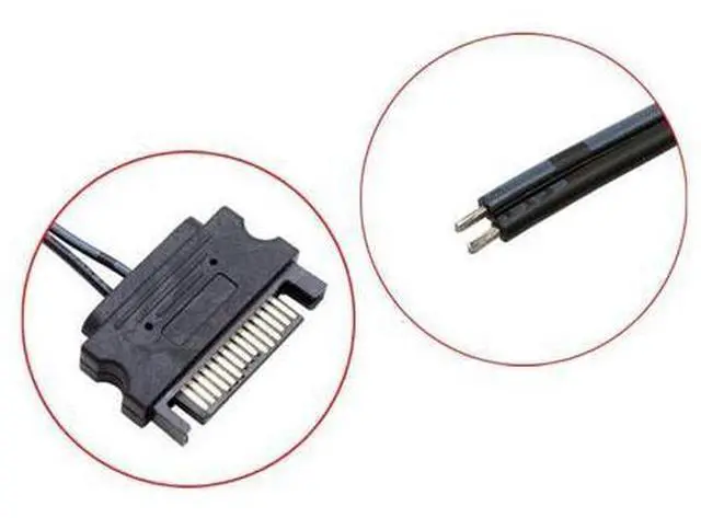 Alt view image 2 of 6 - SATA 5V 12V 15-pin male connector cable, 22AWG tin-plated copper, for computer case lighting strips and power supply lines-50cm 12v