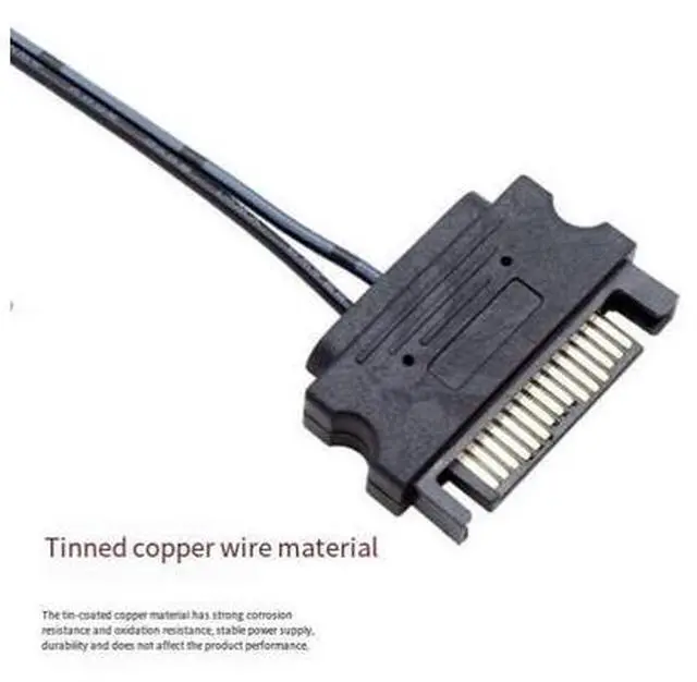 Alt view image 6 of 6 - SATA 5V 12V 15-pin male connector cable, 22AWG tin-plated copper, for computer case lighting strips and power supply lines-50cm 12v