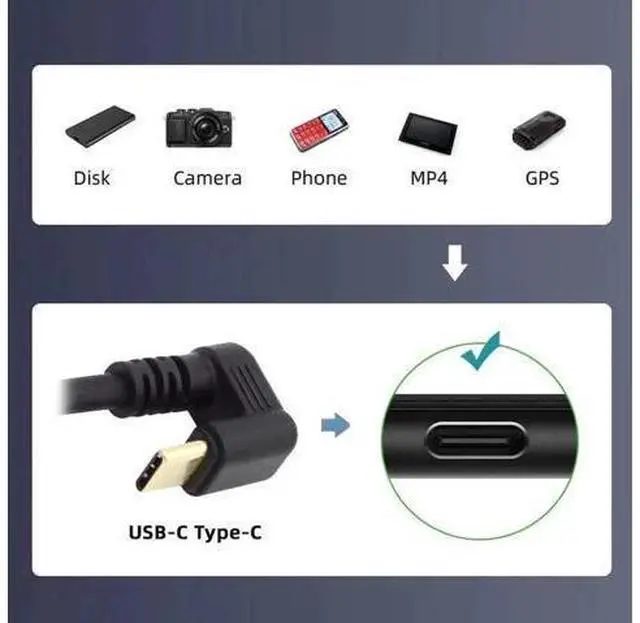 Alt view image 4 of 6 - 10Gbps USB3.1 Type C Male to Male Power Data Video Cable USB-C Opposite U Shape Back Angled for NS Switch Phone Laptop