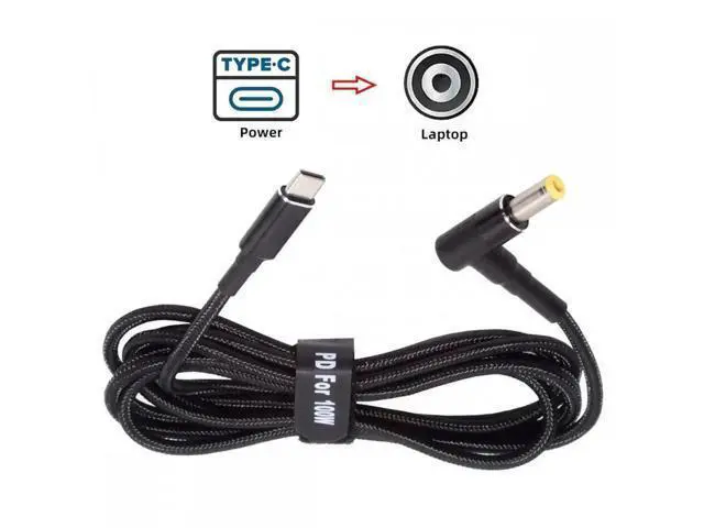 Alt view image 6 of 7 - 100W Type C USB-C Input to 20V DC 5.5*2.5mm Output Power 20V 5A 65W PD Charge Cable for Laptop