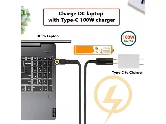 Alt view image 5 of 7 - 100W Type C USB-C Input to 20V DC 5.5*2.5mm Output Power 20V 5A 65W PD Charge Cable for Laptop